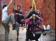 A disabled woman rock climbing
