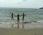 Tourists skinny dipping